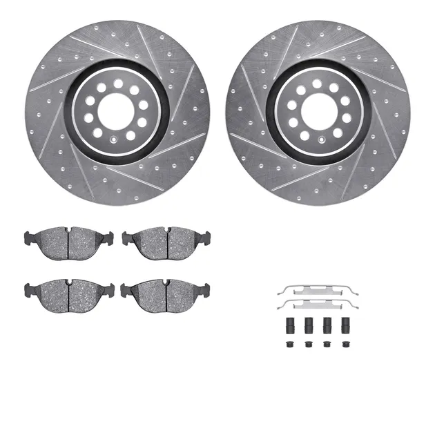 R1 Concepts WGSH1-74048 eLINE Rotor - Drilled & Slotted - Silver W/ Performance Pads